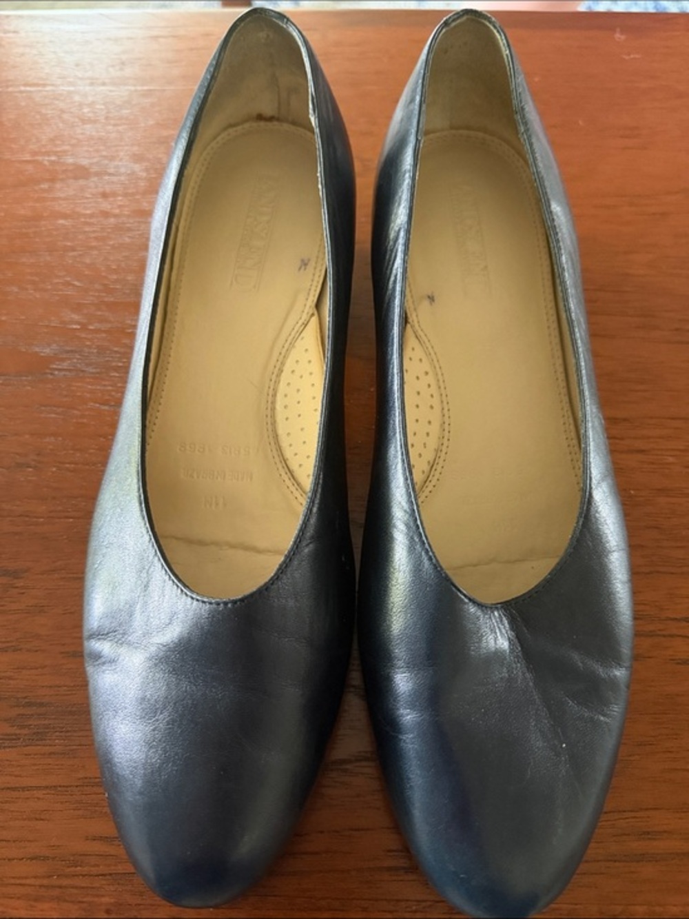 Lands' End Blue Leather Ballet Flats